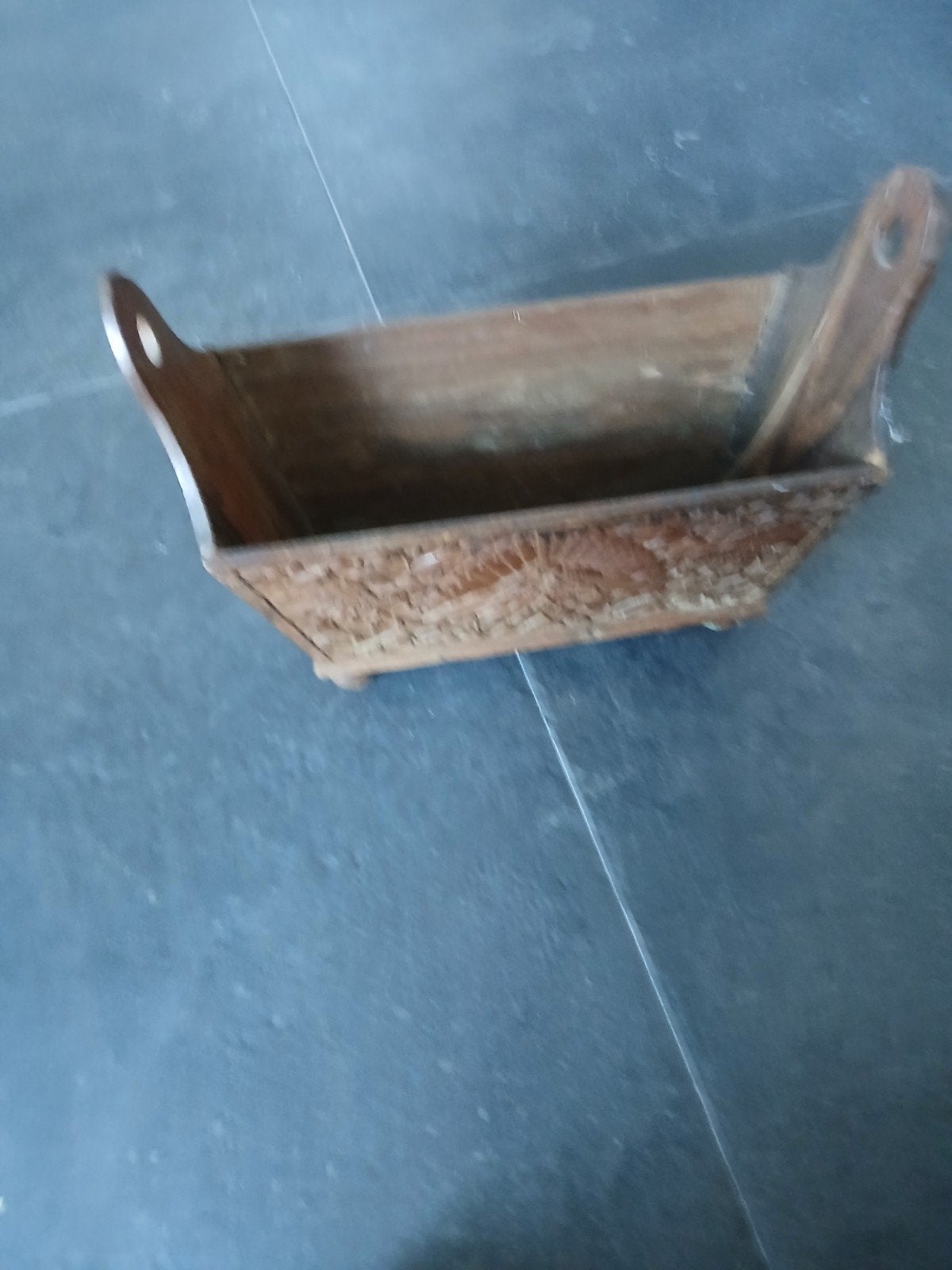 Antieke houten bak met houtsnijwerk - Vogelmotief, Ophalen of Verzenden