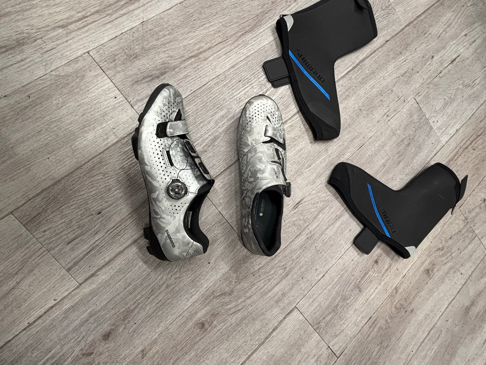 Shimano Gravel/MTB schoenen maat 43 incl. overschoenen, Ophalen, Zo goed als nieuw, Overige maten, Schoenen
