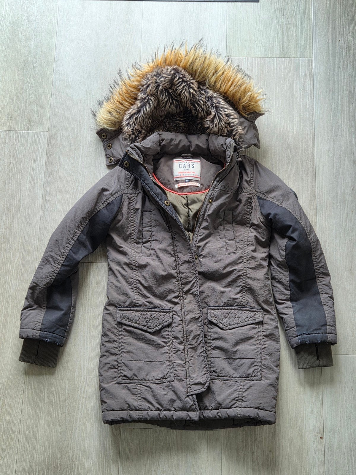 Cars Jeans winterjas met bontkraag - Maat 10 (maat 140), Gebruikt, Jongen of Meisje, Ophalen of Verzenden, Cars Jeans