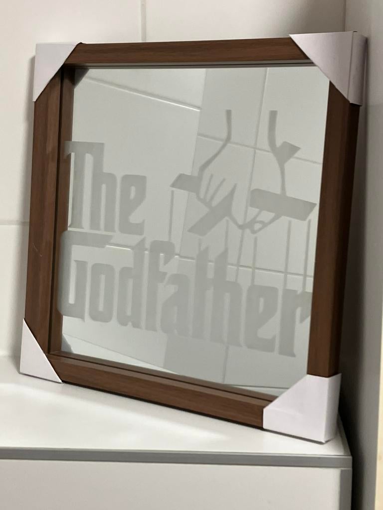 The Godfather Logo Spiegel Don Corleone Mafia Scarface, Huis en Inrichting, Minder dan 50 cm, Gebruikt, Vierkant, Ophalen of Verzenden
