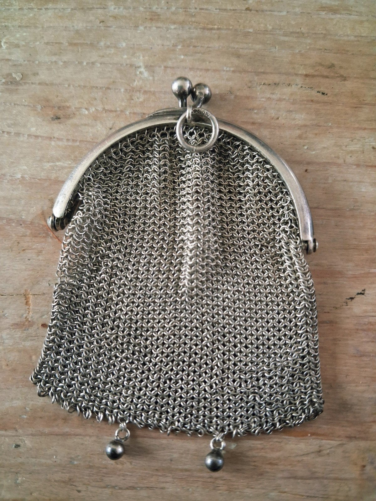 zilveren beursje,malienkolder,chatelaine,7x5cm, Antiek en Kunst, Ophalen of Verzenden, Zilver