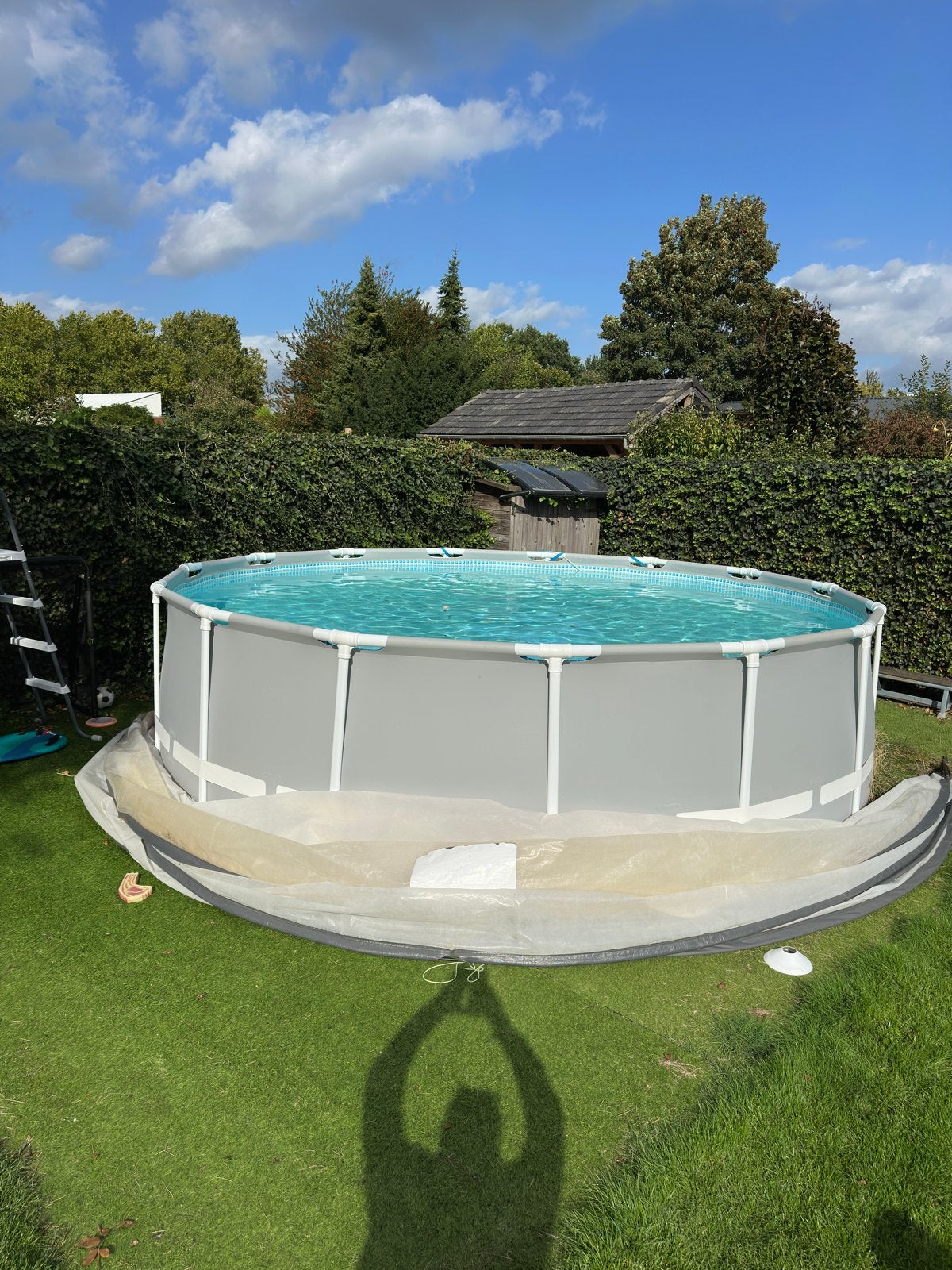 Compleet rond zwembad 4,5m met koepel en zandfilter, Gebruikt, Rond, 300 cm of meer, Ophalen