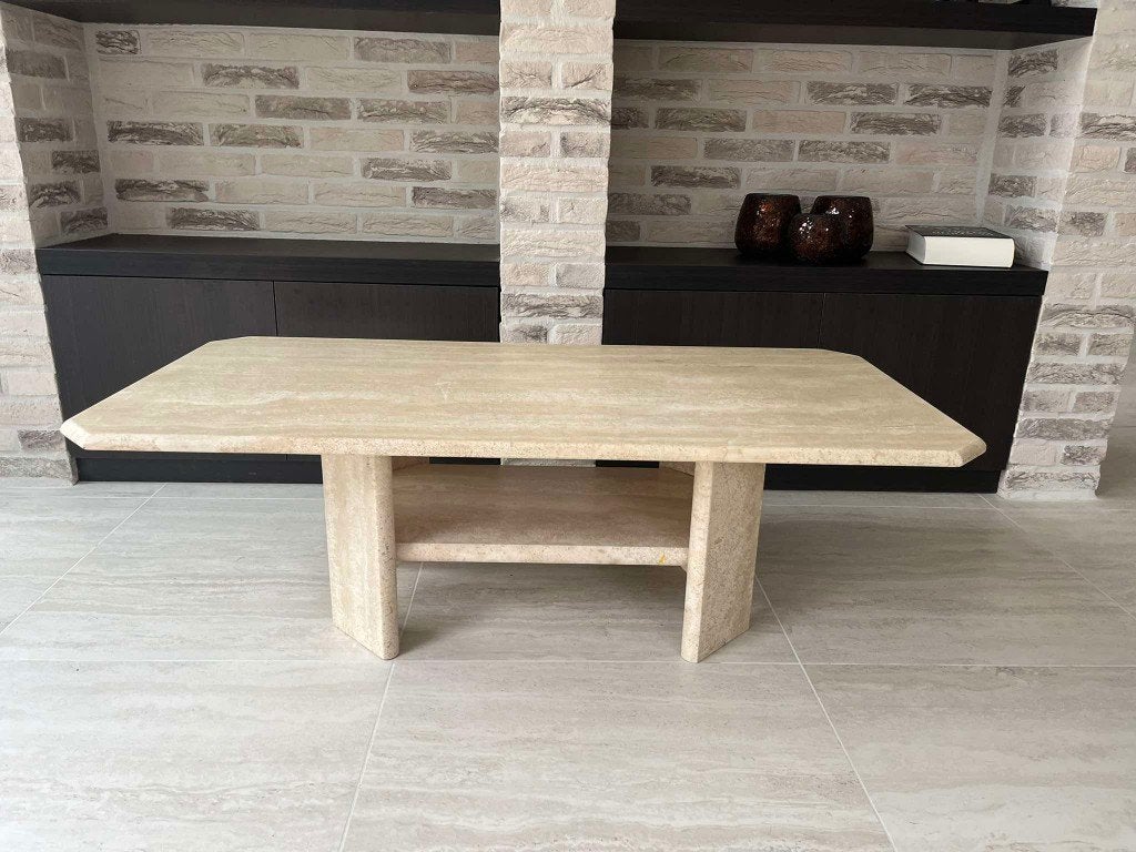 Salontafel van Italiaans travertin 120x60, Huis en Inrichting, Tafels | Salontafels, 100 tot 150 cm, Zo goed als nieuw, 50 tot 100 cm