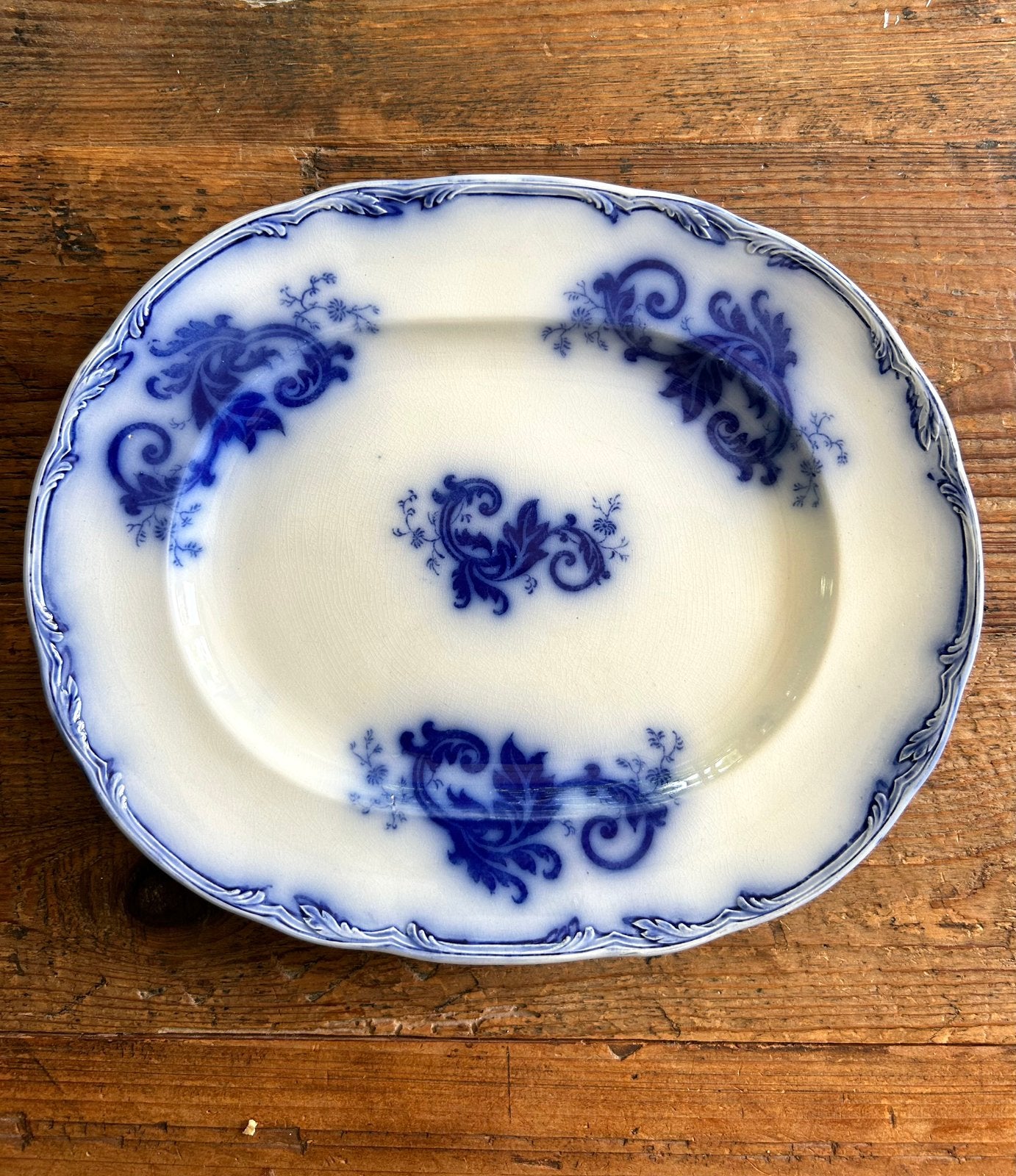 Antieke Wedgwood vloeiblauw serveerschaal, 1860-1890, Ophalen of Verzenden