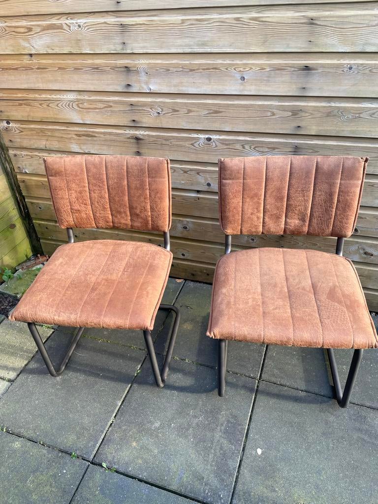 2x eetkamer stoelen cognac, Huis en Inrichting, Stoelen, Ophalen, Gebruikt, Twee, Bruin