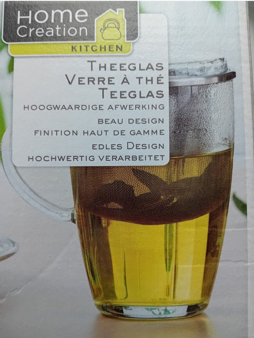 Theeglas Met RVS Staal Theefilter 350 ML. Nieuw!, Ophalen, Nieuw
