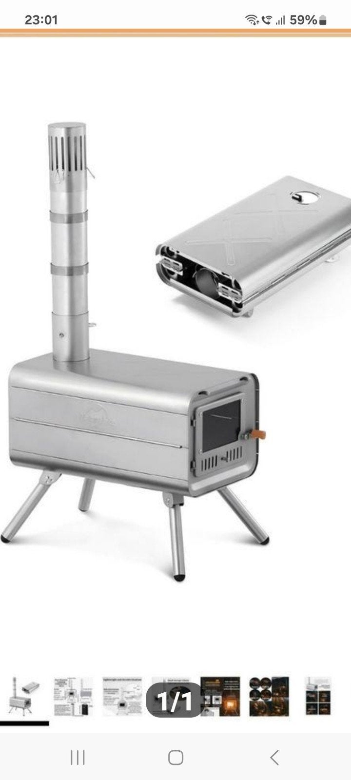 Draagbare Titanium Camping houtkachel 60x35x30cm, Ophalen of Verzenden