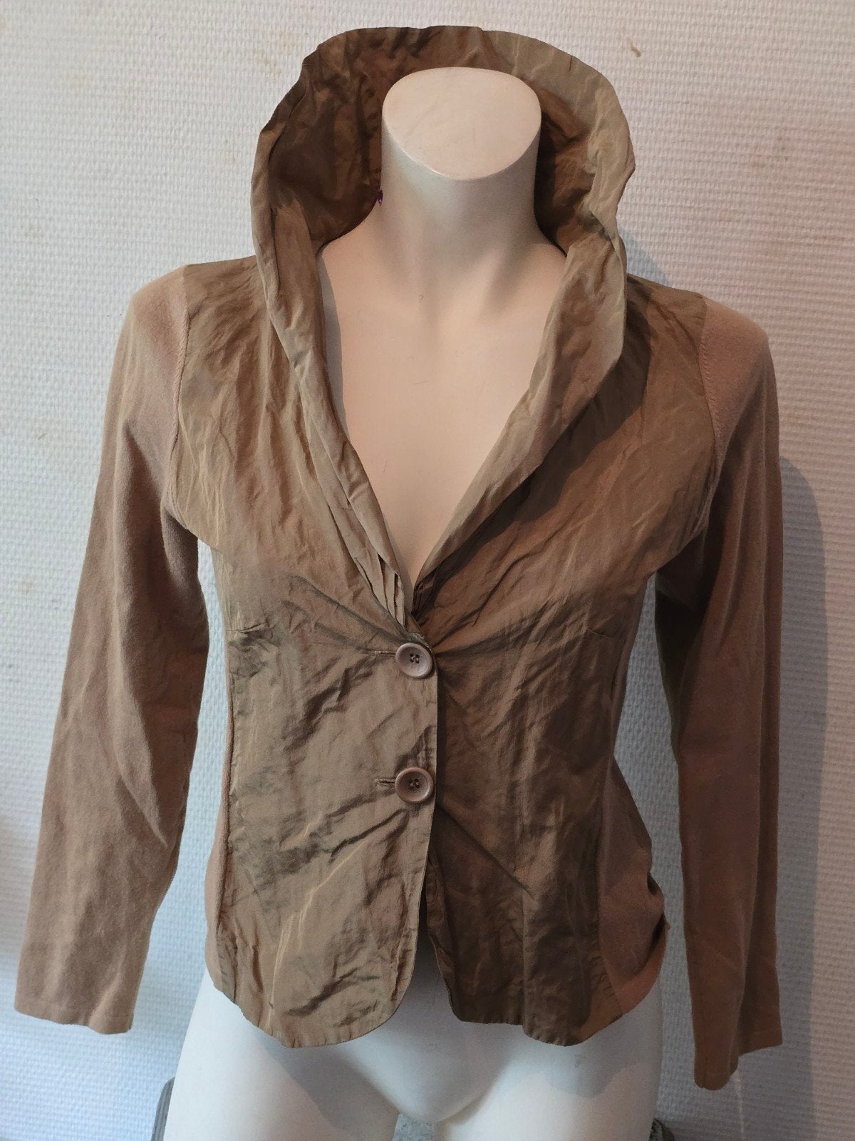 Oui Moments Dames Blazer Maat 38 Bruin, Maat 38/40 (M), Beige, Gedragen, Oui Moments