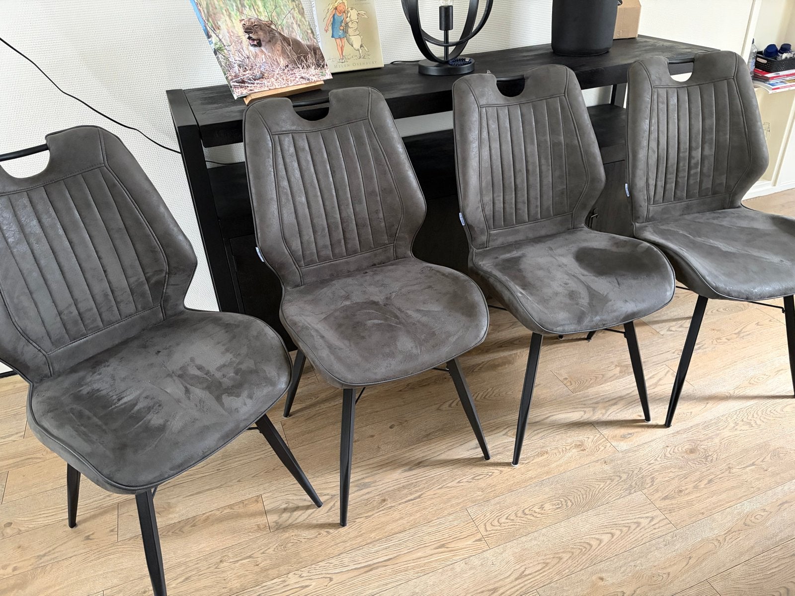 4 stoelen in zeer goede staat, 3 jaar oud, Huis en Inrichting, Stoelen, Ophalen, Overige materialen, Zo goed als nieuw, Vier