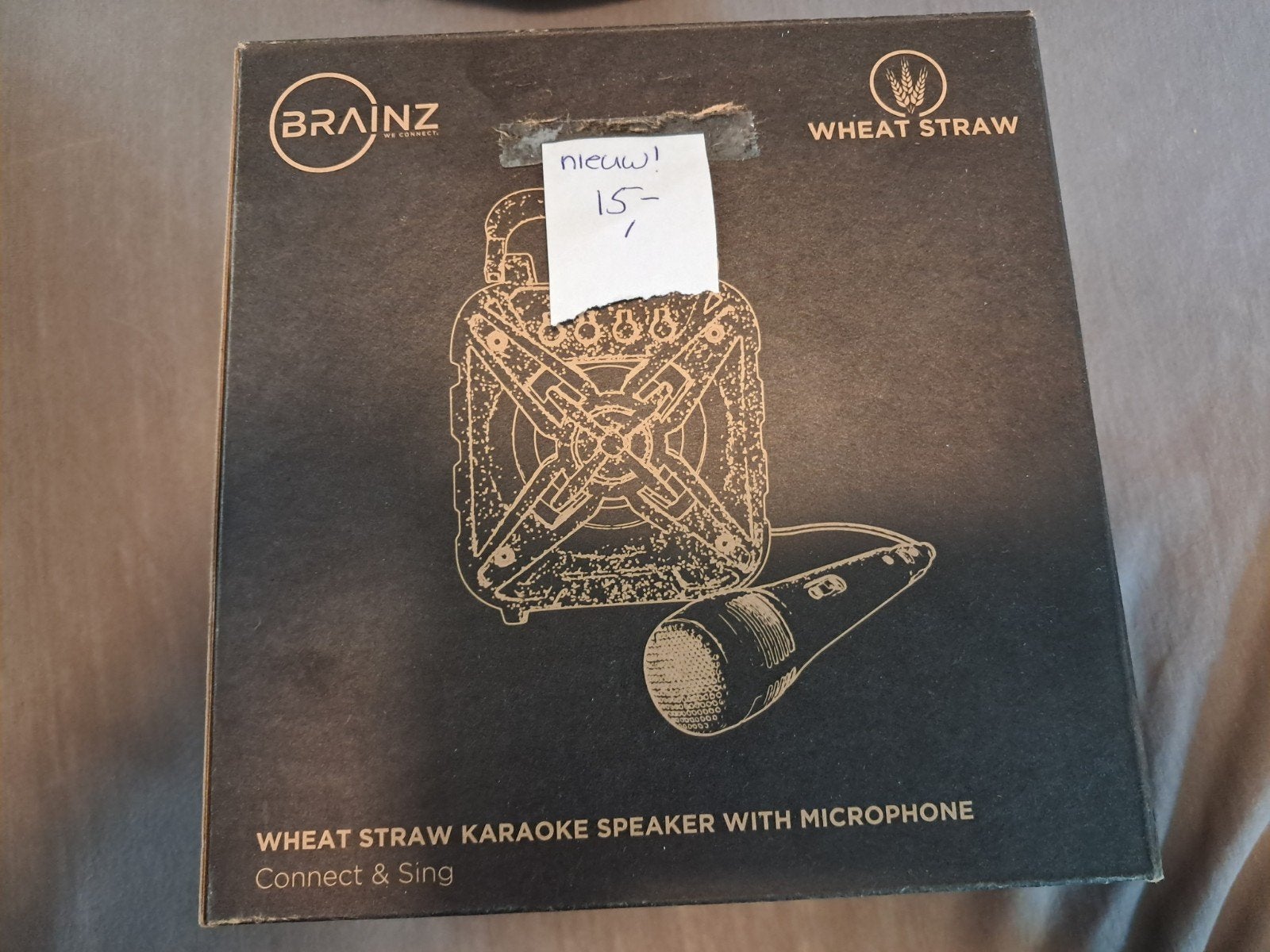 Brainz Wheat Straw Karaoke Speaker met Microfoon, Ophalen of Verzenden, Nieuw, Complete set