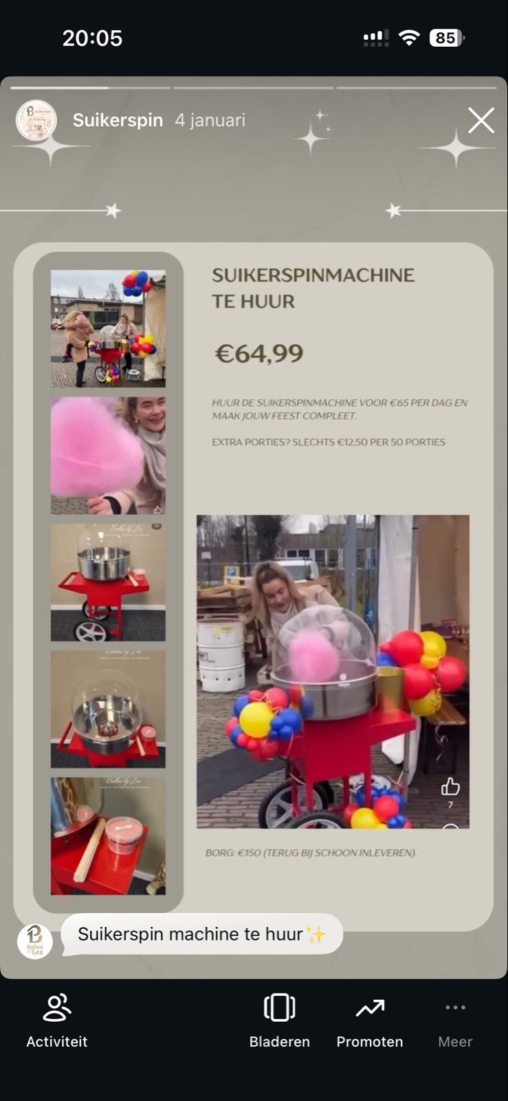 Suikerspinmachine te huur - Inclusief suiker en stokjes, Ophalen, Gebruikt, Overige
