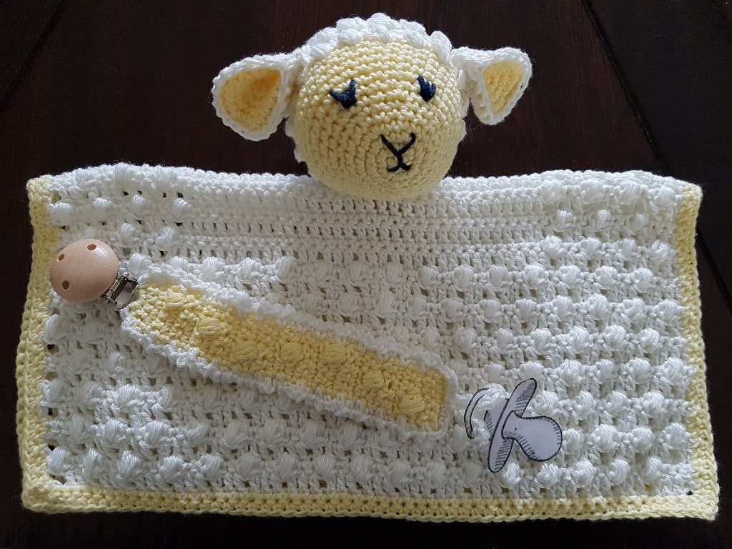 Set doekje speenkoord knuffeldoekje lammetje schaap tut, Ophalen of Verzenden, Nieuw, Kraamcadeau