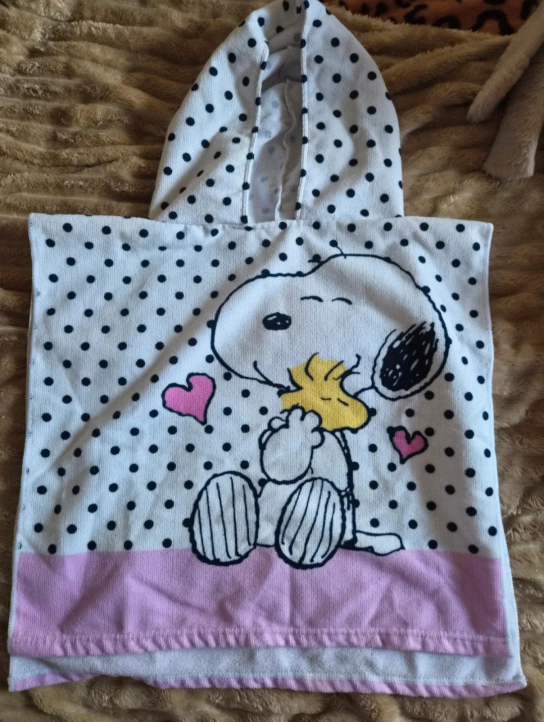 Snoopy badcape, gebruikt. maat 98/116, Ophalen of Verzenden, Zo goed als nieuw, Peanuts, Meisje
