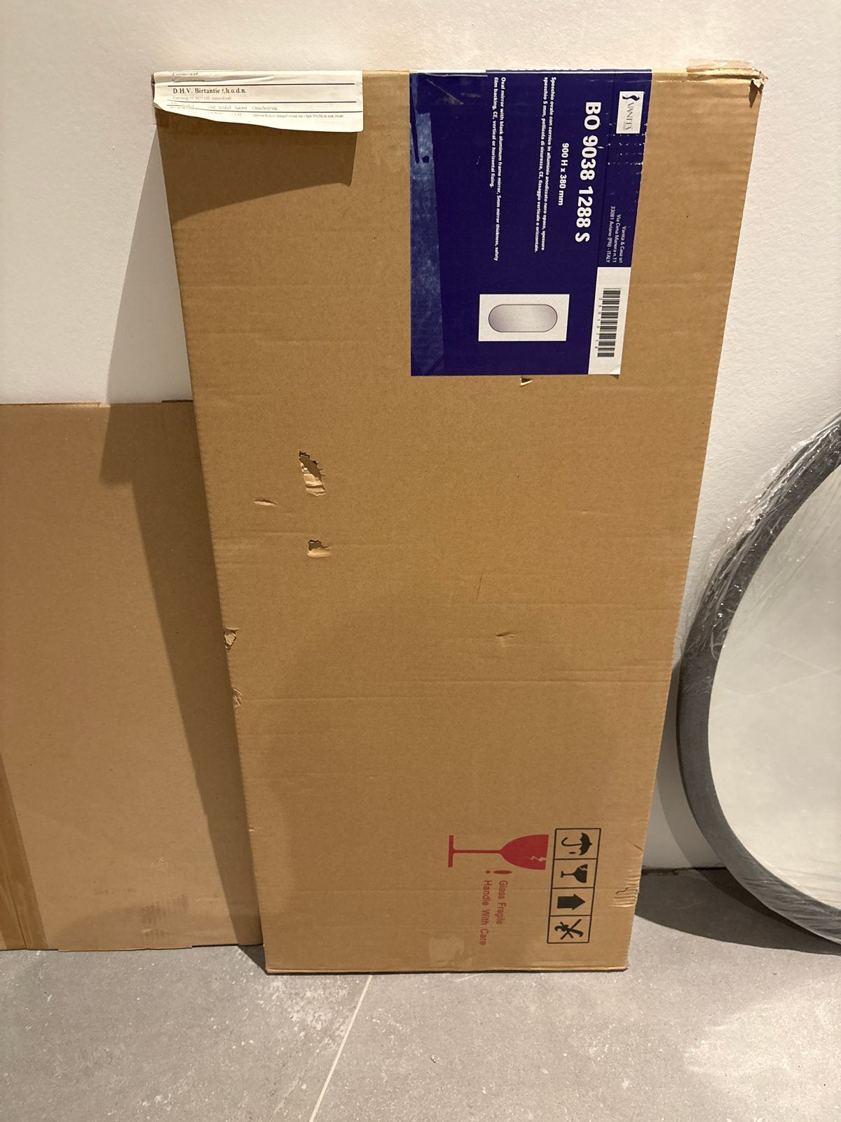 Nieuwe ovale spiegel 90x38 cm met zwart aluminium frame, Ophalen, Ovaal, Minder dan 50 cm, Minder dan 100 cm