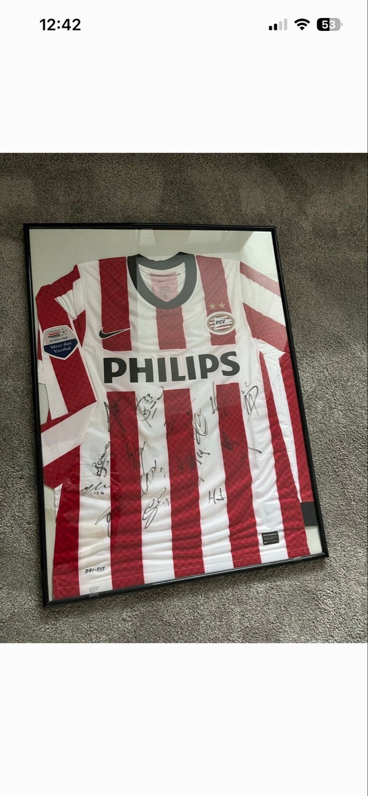 MatchWornShirt PSV Thuisshirt in Lijst, Ophalen of Verzenden, Zo goed als nieuw, Shirt