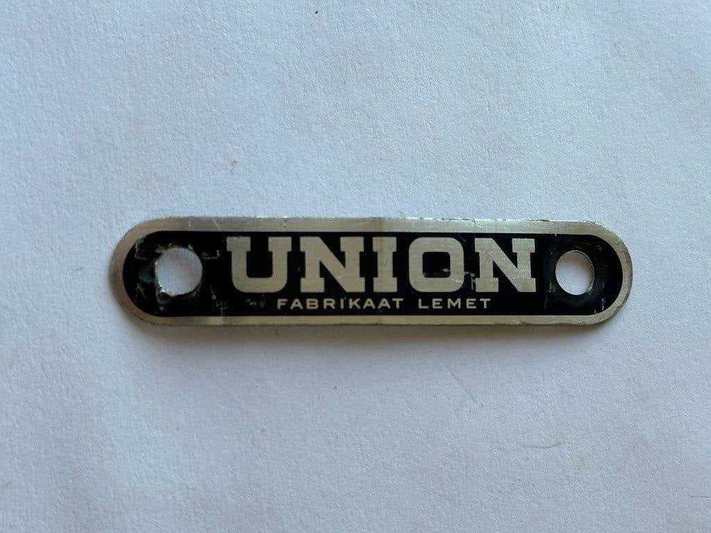 Union zadel plaatje. Lemet fiets oldtimer plaatje., Fietsen en Brommers, Fietsonderdelen, Gebruikt, Overige typen, Ophalen of Verzenden