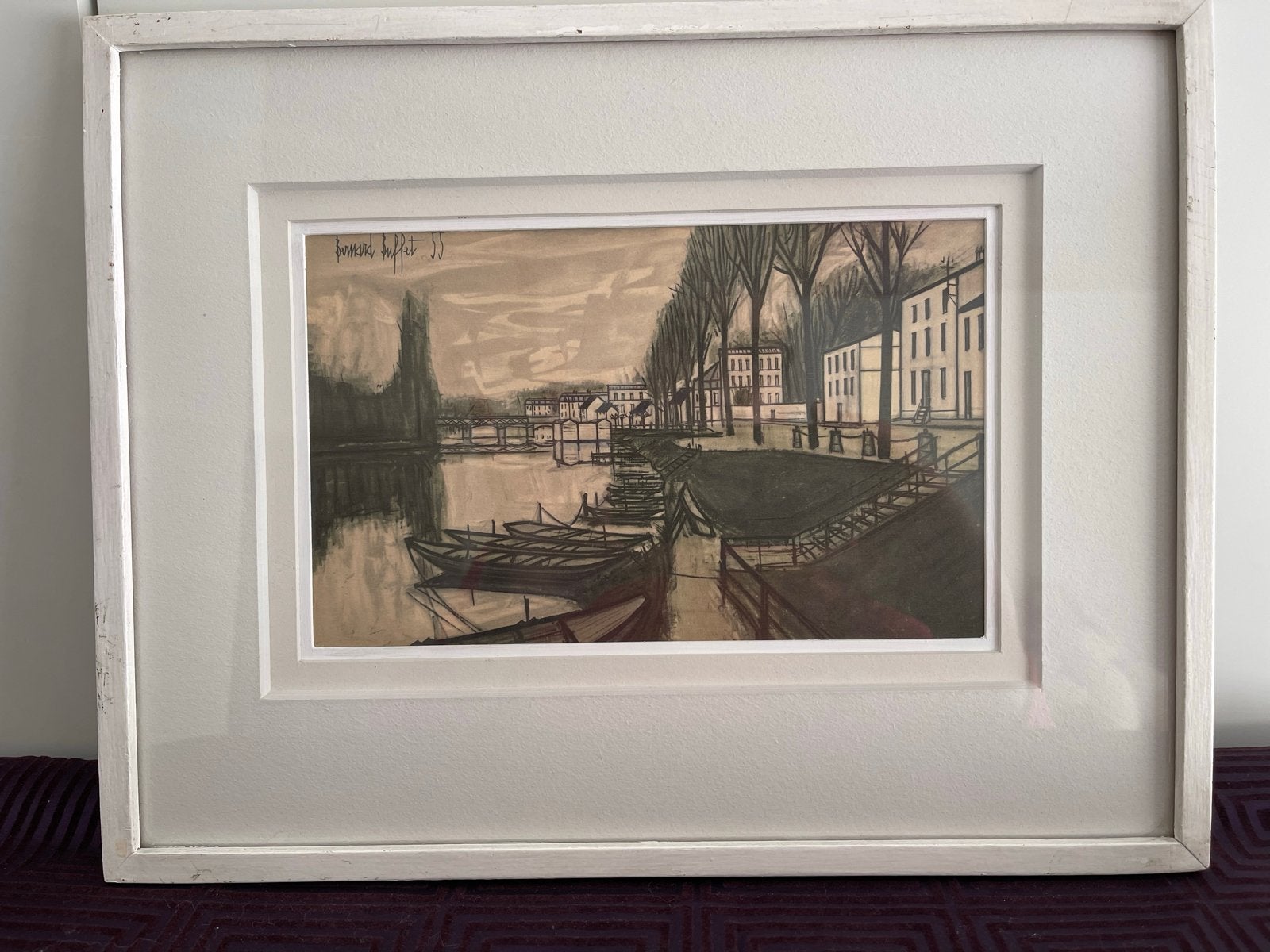 Bernard Buffet - Bords de Marne - Lithografie - 1955, Antiek en Kunst, Ingelijst, Ophalen of Verzenden, Landschappen, Lithografie