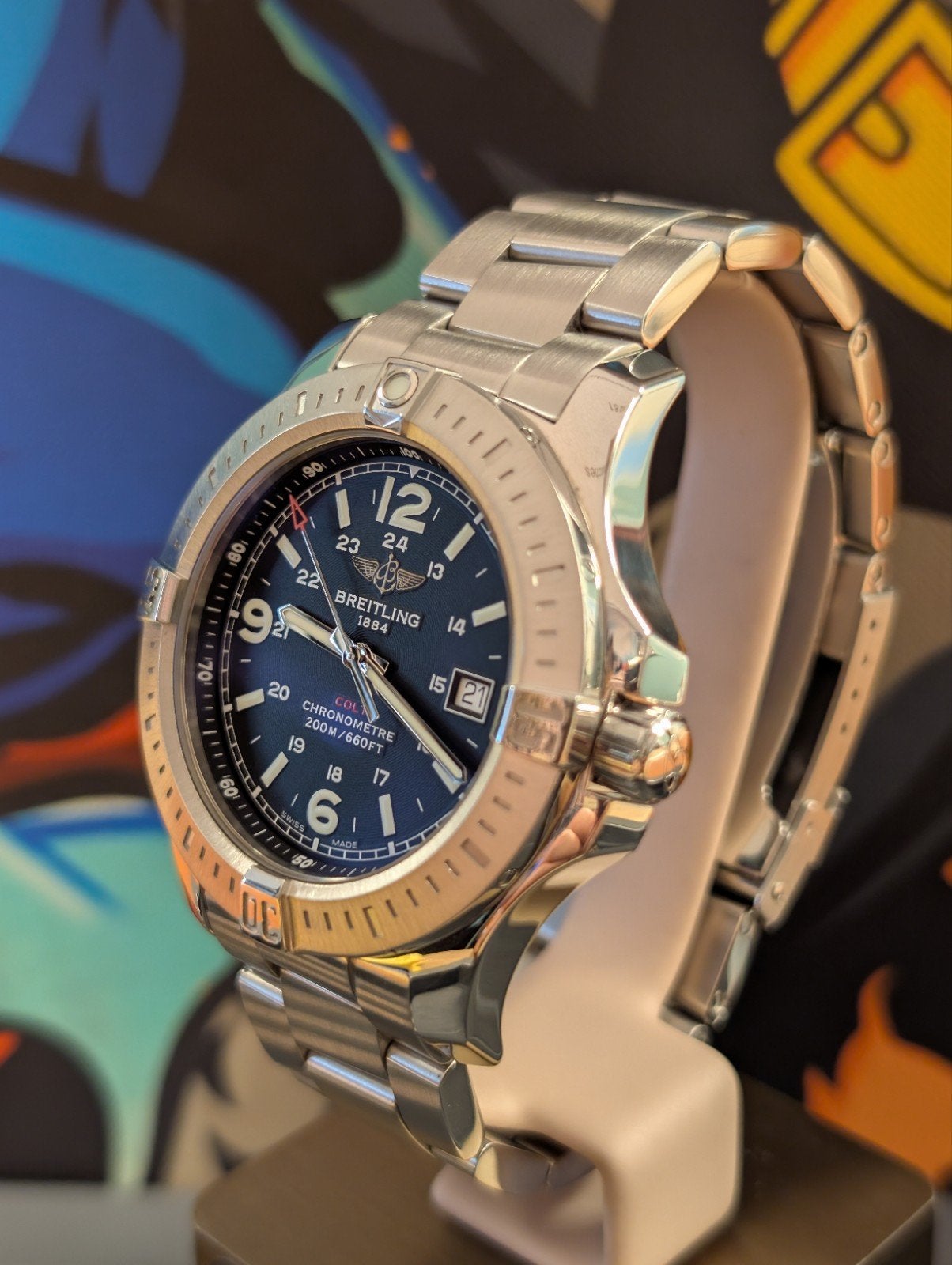 Breitling Colt A74388 zwarte wijzerplaat, Sieraden, Tassen en Uiterlijk, Horloges | Heren, Ophalen of Verzenden, Zo goed als nieuw