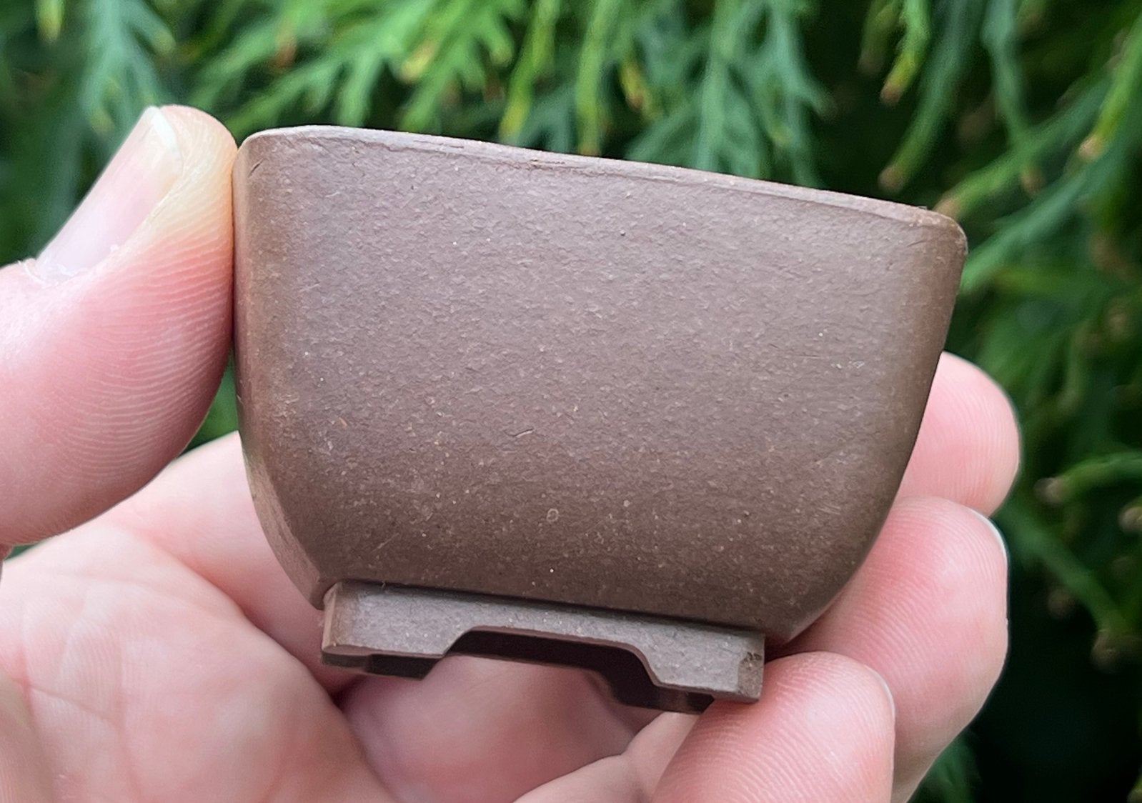 Bonsai pot handgemaakt bruin ongeglazuurd gemerkt 5,9x5,7x37, Vierkant, Nieuw, Ophalen of Verzenden, Aardewerk