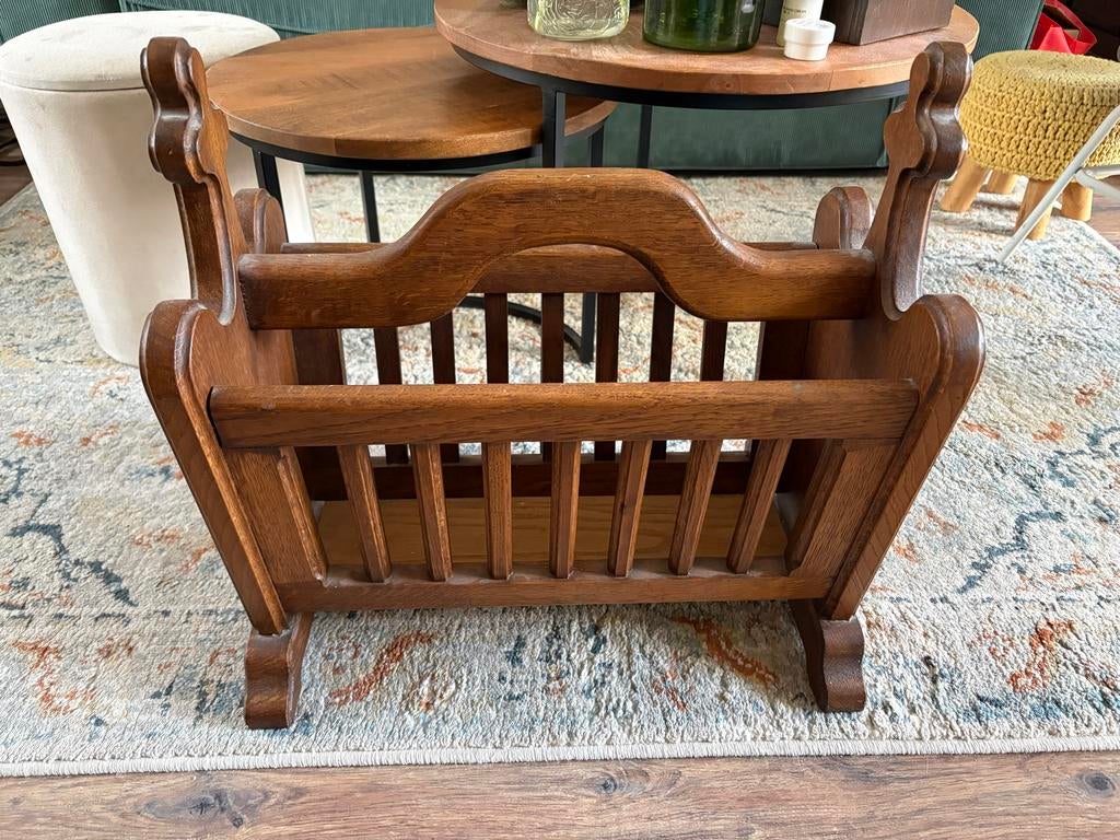 Vintage houten lectuurbak - 50cm breed, Ophalen, Gebruikt