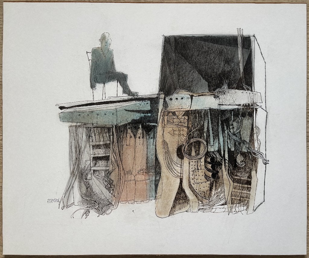 Edzard Krol (1938) – Opgeruimd staat netjes!, Ophalen of Verzenden, Tekening, Aquarel, Handgemaakt