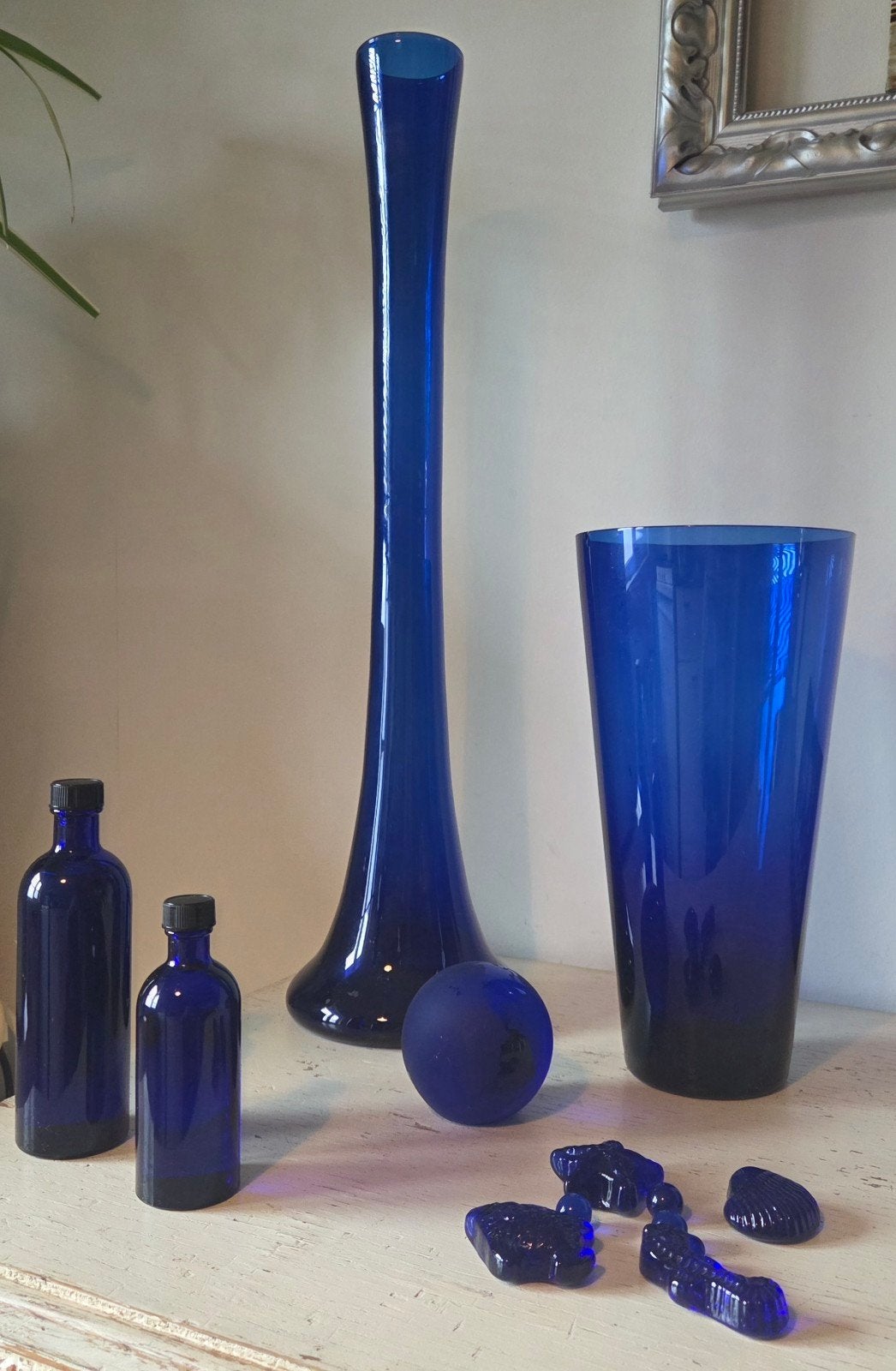 Prachtige set kobaltblauw glaswerk – 12-delig, Ophalen, Blauw, Geschikt voor droogbloemen, 60 cm