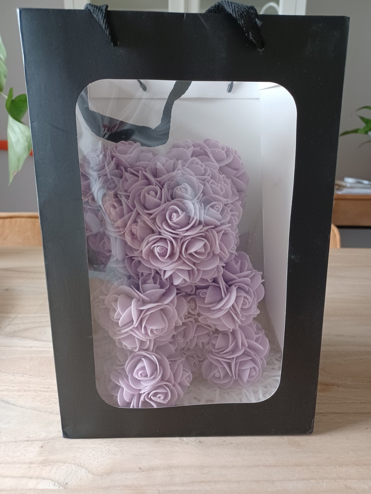 Rozenbeer - Lavendelkleurig - Cadeau - Decoratie, Ophalen of Verzenden, Nieuw, Stoffen beer, Overige merken