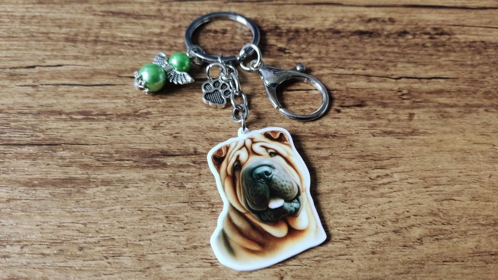 Sleutelhanger Shar-pei groot met beschermengeltje, Verzamelen, Verzenden, Nieuw, Dier of Natuur