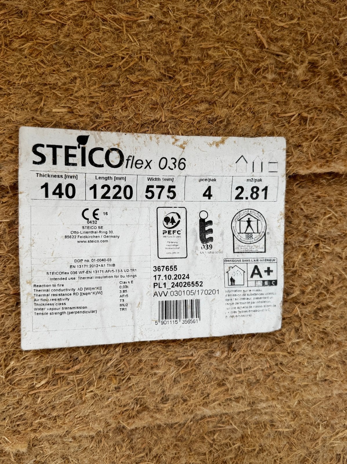 1,5 pak Steico flex 036 houtvezel isolatie 14cm rd3,85, Ophalen, Overige materialen, Dakisolatie, 12 cm of meer
