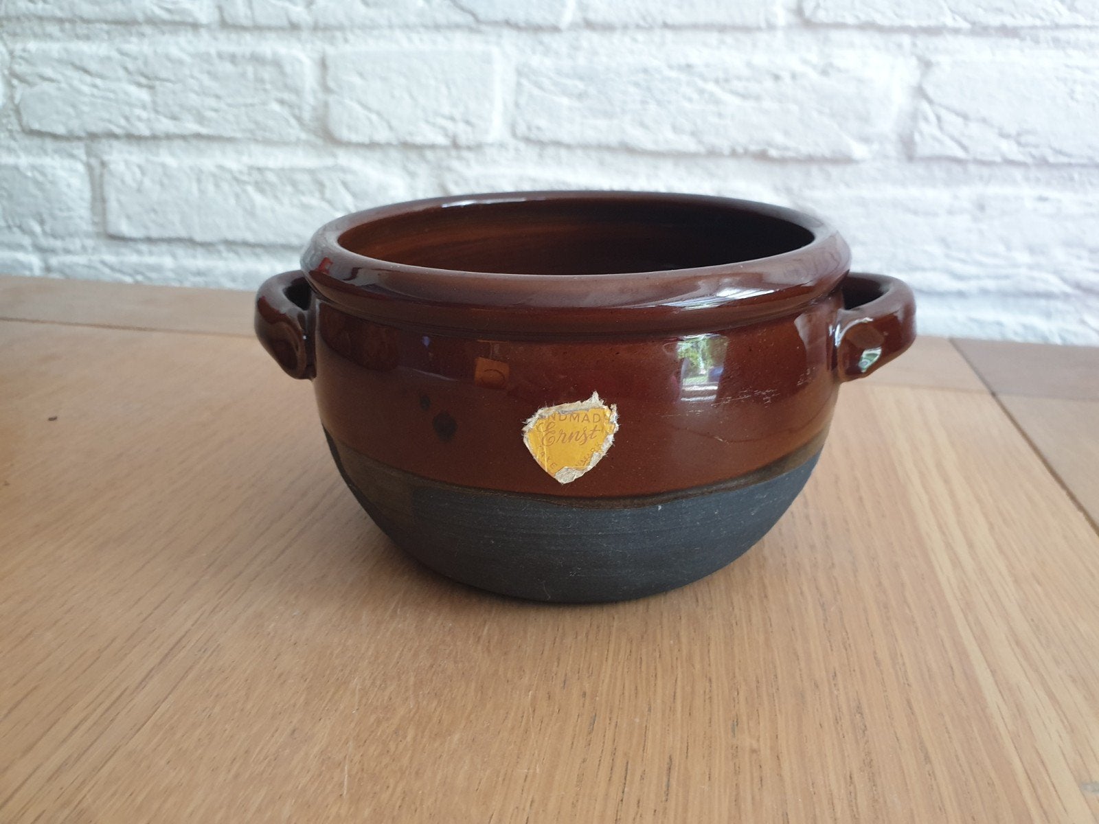 Vintage, Deense Ernst Faxe keramiek pot met oortjes. Ø 13 cm, Ophalen of Verzenden