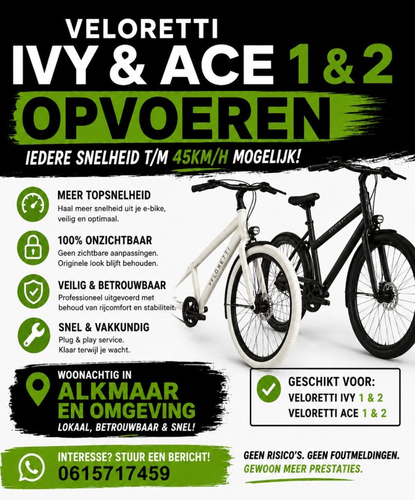Veloretti Ivy & Ace Opvoeren 50 km/u begrenzer verwijderen, Veloretti, Nieuw, Ophalen of Verzenden, 47 tot 51 cm