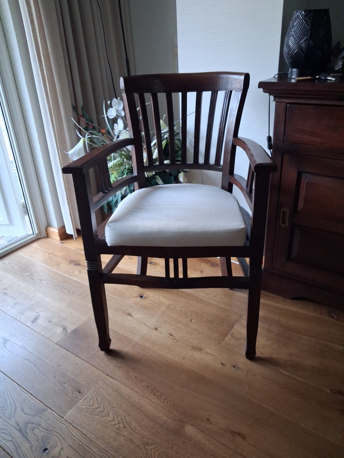 Teakhouten stoel met kussen, Ophalen