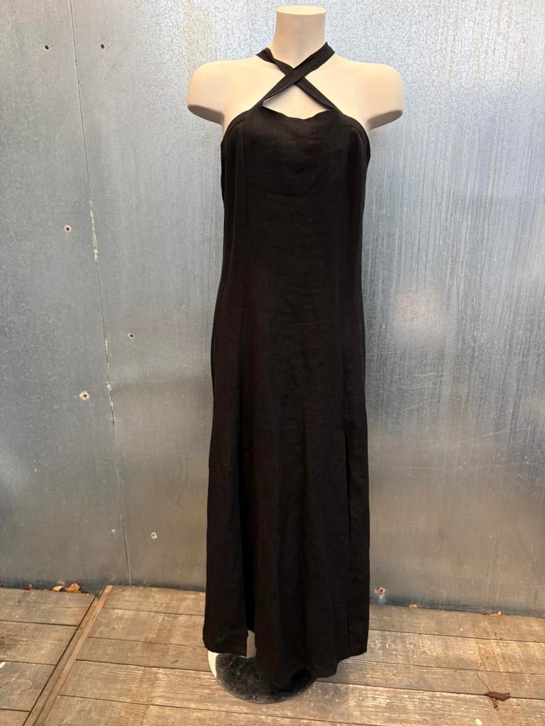 Forte forte zwarte jurk maxi lang 3 linnen, Kleding | Dames, Zwart, Maat 42/44 (L), Ophalen of Verzenden, Zo goed als nieuw