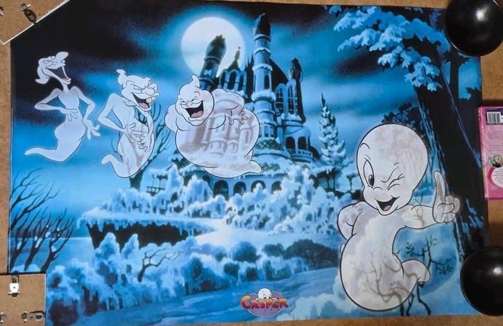 Vintage 90s Verkerke Poster: Casper het spookje - 62x93cm, Verzamelen, Ophalen of Verzenden, Poster