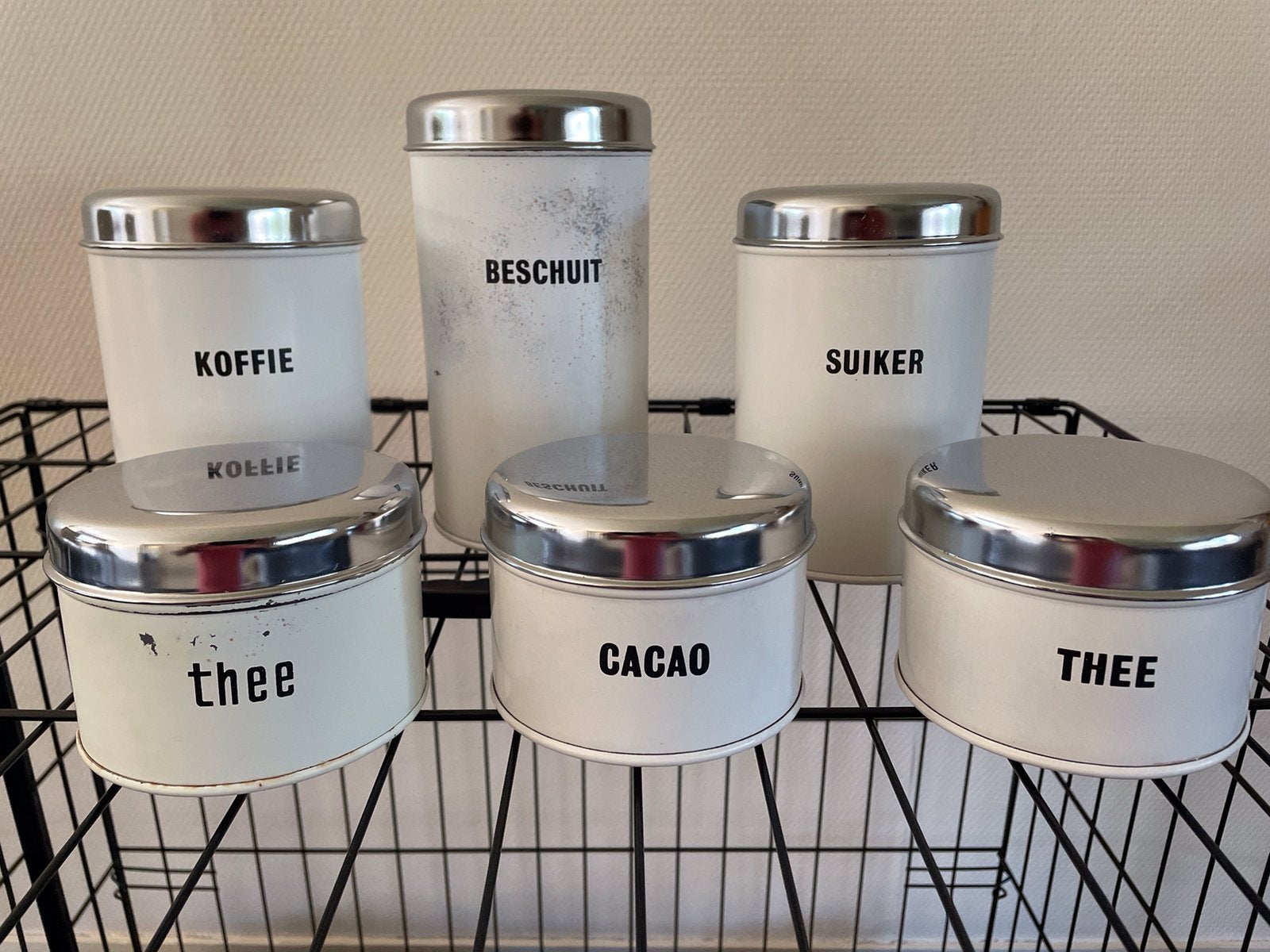 zes vintage Brabantia-stijl voorraadbussen., Ophalen