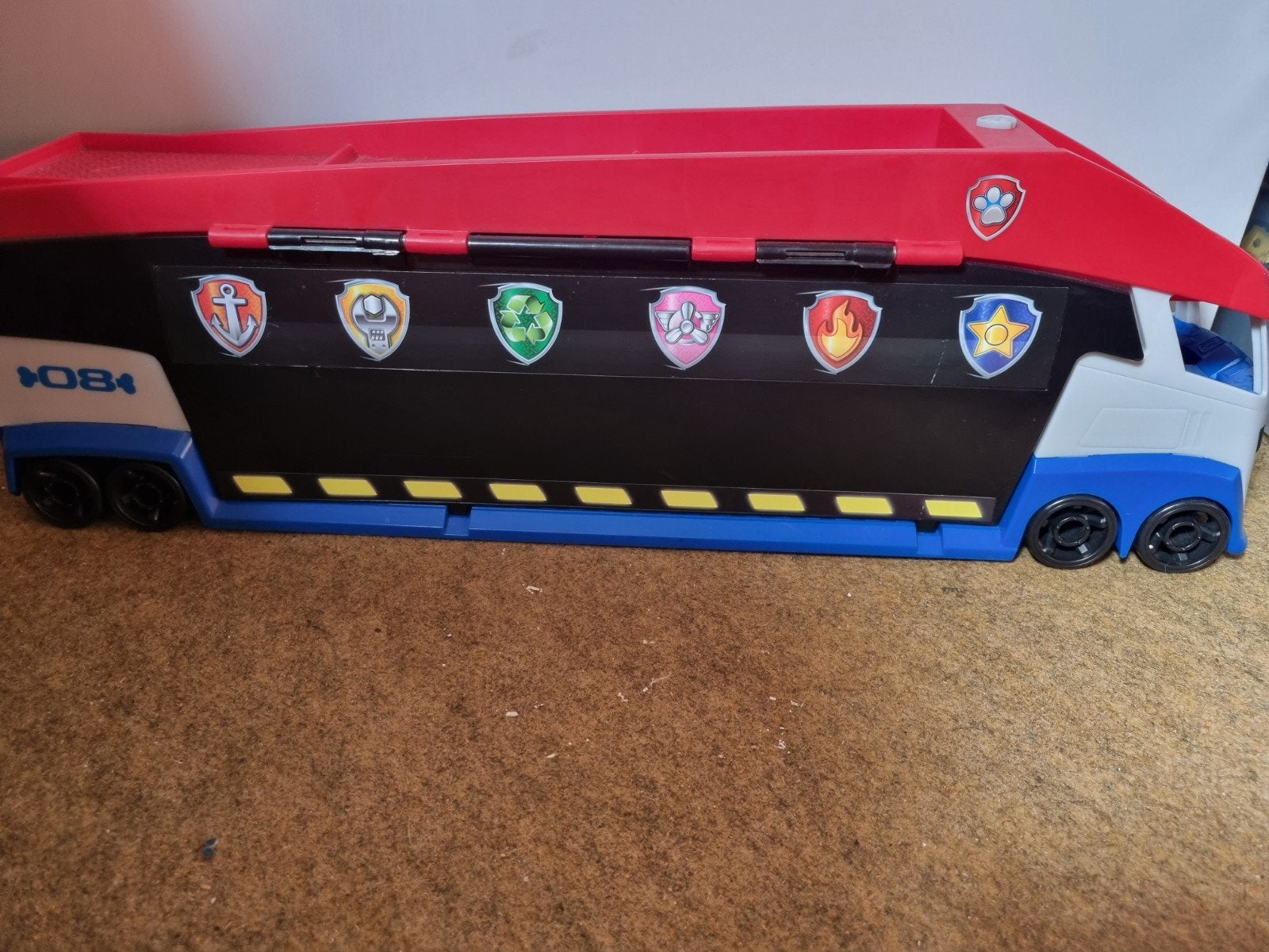 Grote Paw Patrol bus met geluid en autotransport, Ophalen of Verzenden, Gebruikt
