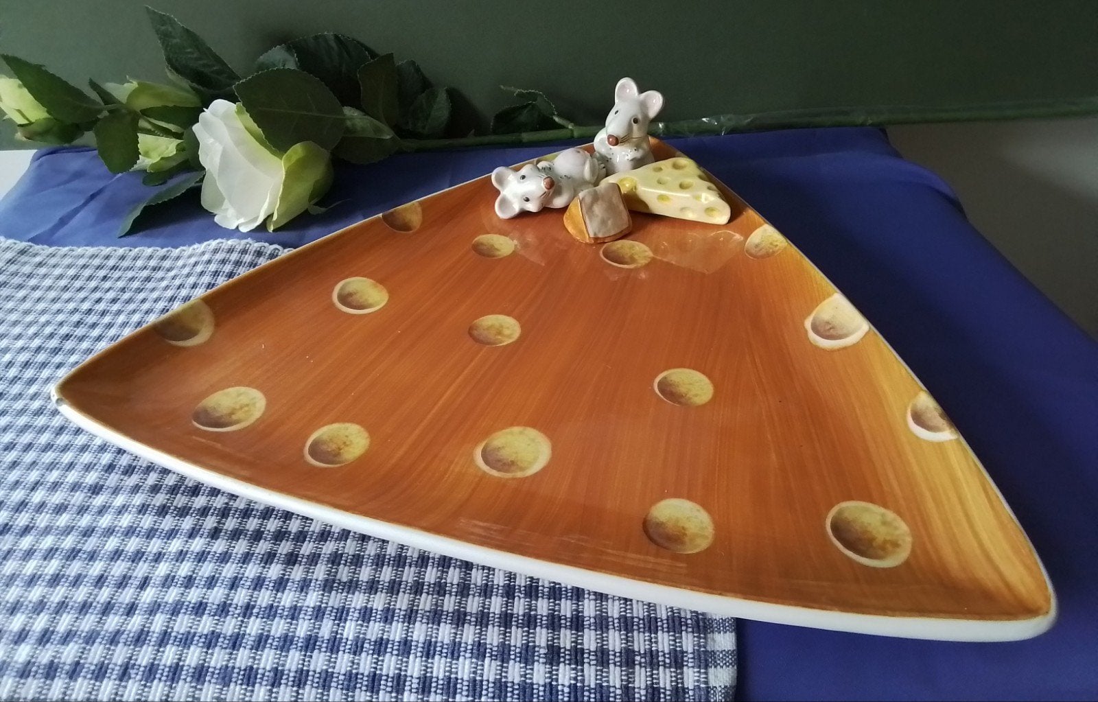 Vintage Italiaanse kaasschaal met muisjes - Bassano, Ophalen of Verzenden