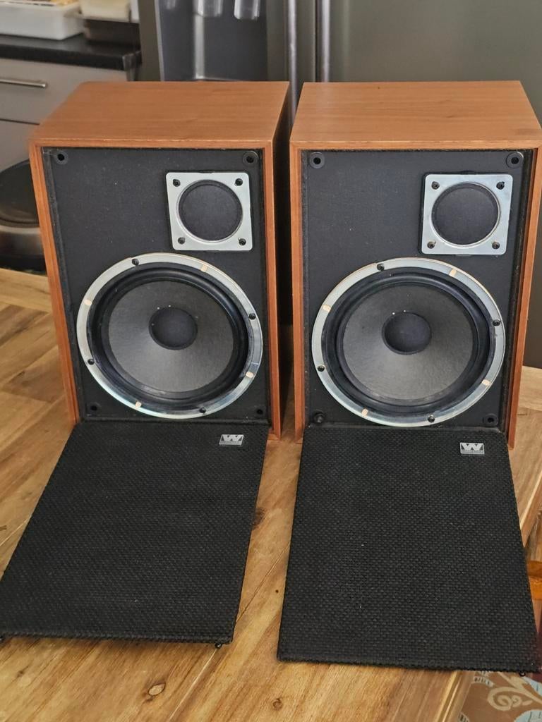 Wharfedale boxen Linton 50watt i.z.g.st. vintage 70's, Ophalen of Verzenden, Minder dan 60 watt, Front, Rear of Stereo speakers