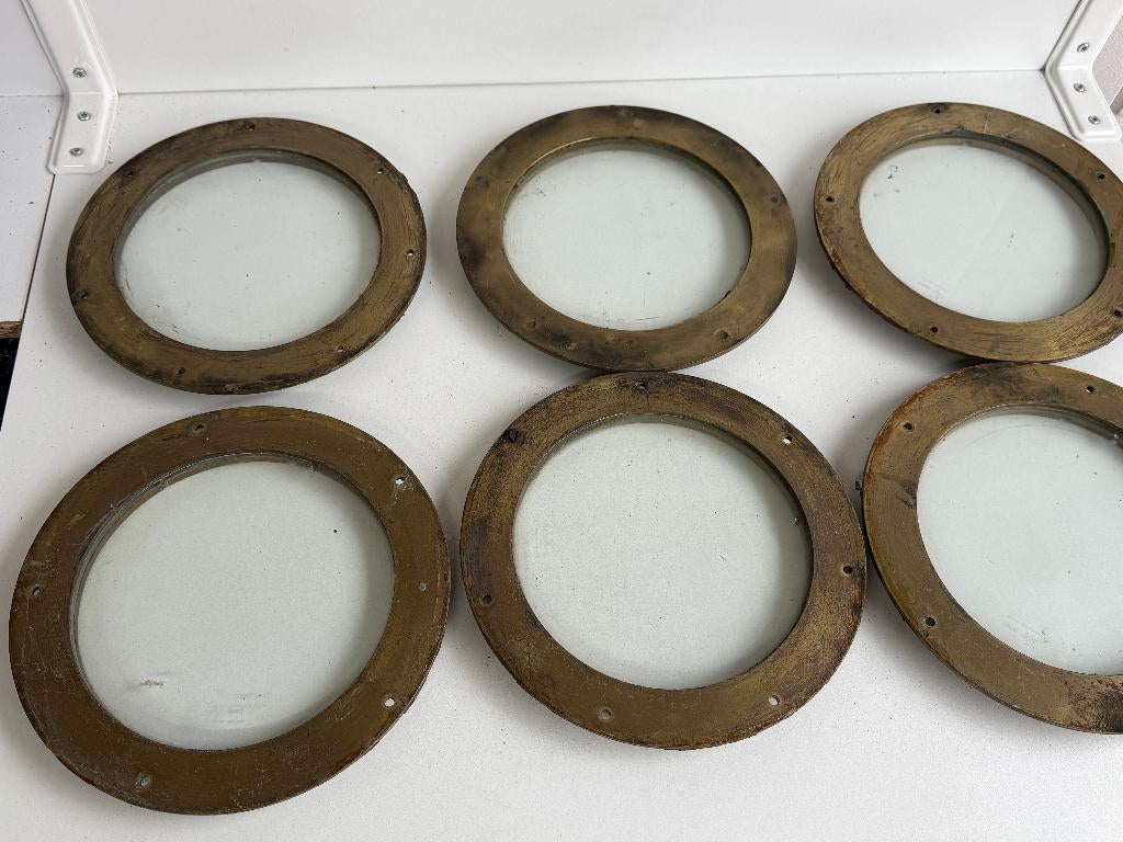 6 x Bronzen / messing patrijspoort dicht / lichtrand 235 mm, Ophalen of Verzenden, Gebruikt, Lijn of Blok