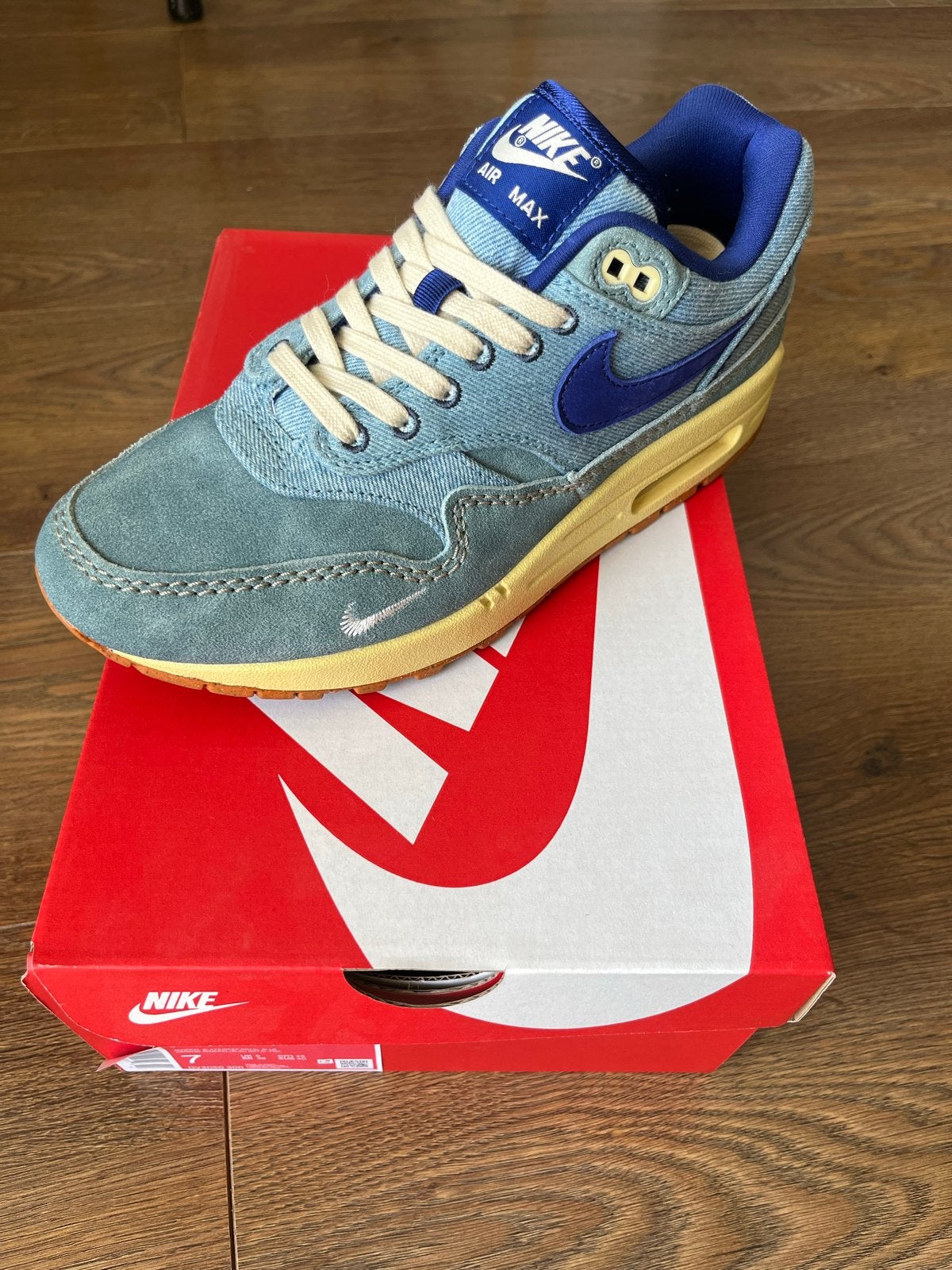 Nike Air Max 1 Dirty Denim - Maat 40, Blauw, Ophalen of Verzenden, Sneakers of Gympen, Zo goed als nieuw