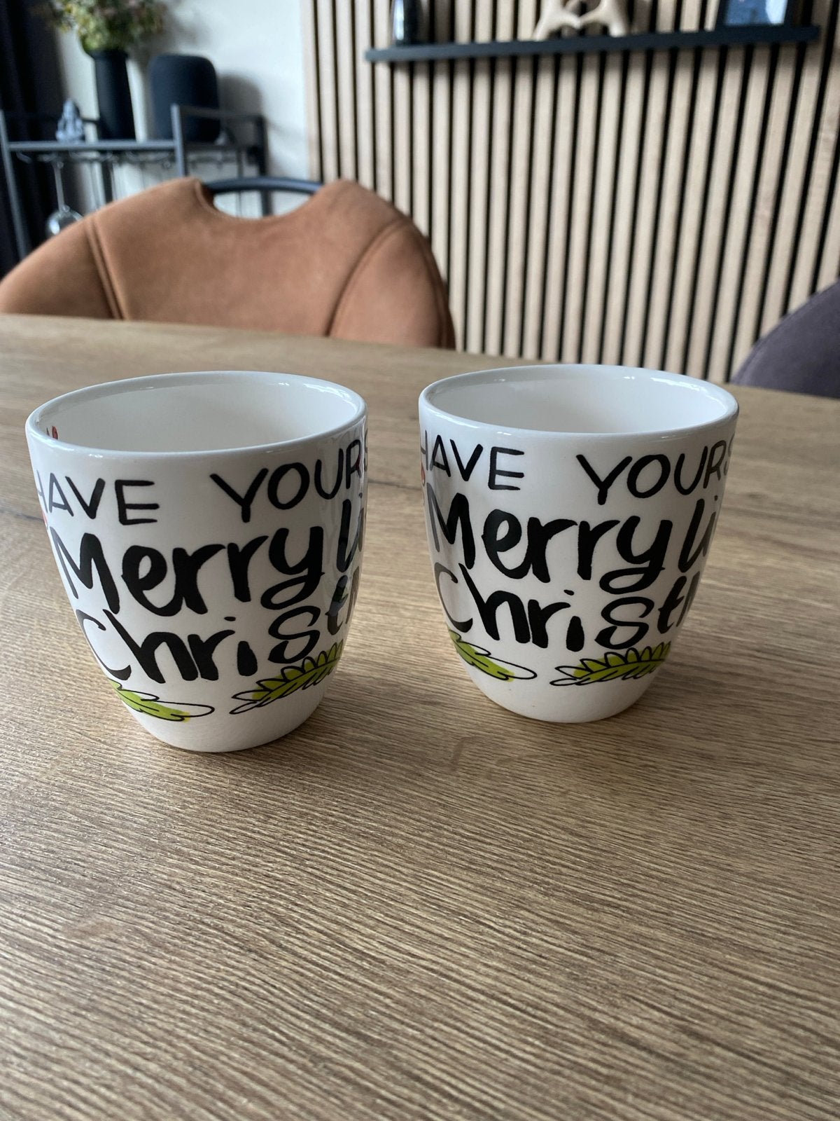 2 Blond Amsterdam 'Merry Christmas' koffiemokken, Keramiek, Zo goed als nieuw, Blond Amsterdam, Mok
