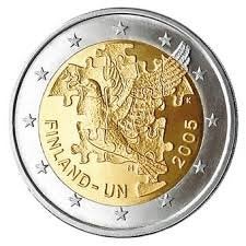 2 Euro Finland 2005 UNC - 50 jaar Lidmaatschap VN, Verzenden, Finland, 2 euro, Losse munt