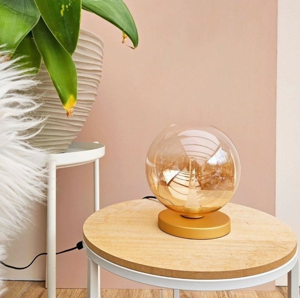 Lucide tafellamp Goud met goud glas en bijzondere fitting, Huis en Inrichting, Goud, Ophalen of Verzenden, Glas, Lucide