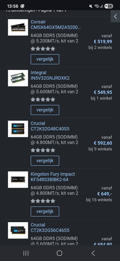 2x32GB (64GB) 5600MTS DDR5 Laptop RAM, Computers en Software, RAM geheugen, Nieuw, Ophalen of Verzenden, DDR5, 64 GB