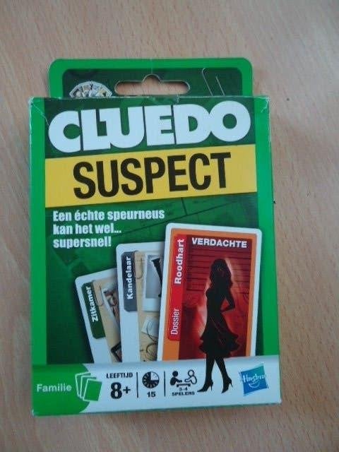Cluedo Suspect, kaartspel, Hobby en Vrije tijd, Gezelschapsspellen | Kaartspellen, Een of twee spelers, Ophalen of Verzenden, Zo goed als nieuw