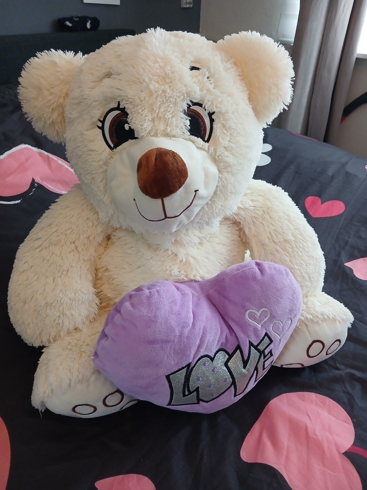 Grote pluche XXL Teddybeer met hart (LOVE) & Witte Eenhoorn, Ophalen, Zo goed als nieuw