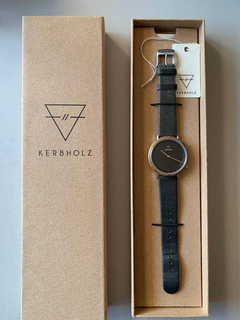 Kerbholz unisex houten design horloge, Sieraden, Tassen en Uiterlijk, Horloges | Heren, Overige merken, Overige materialen, Leer