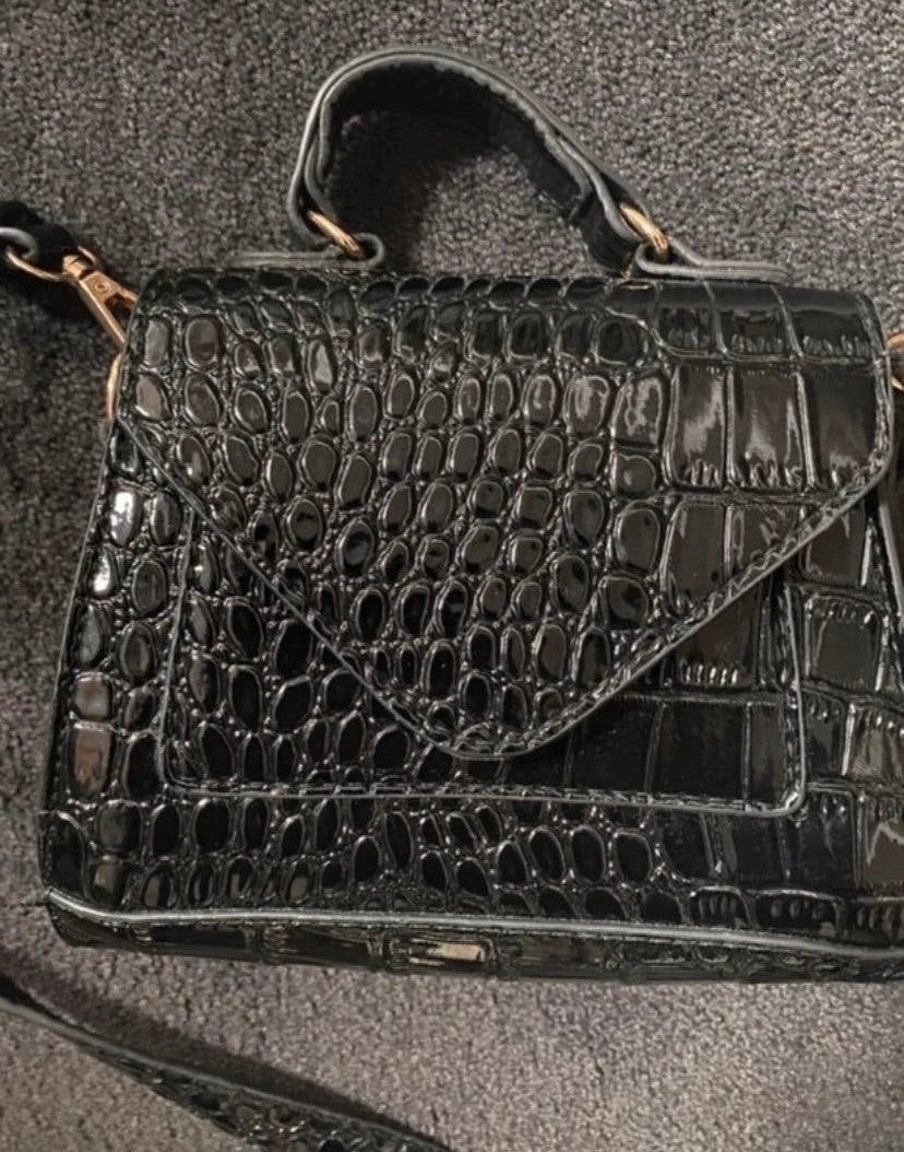 Stijlvolle Zwarte Croco Tas - Handtas & Schoudertasje, Ophalen of Verzenden, Nieuw, Zwart, Avondtasje