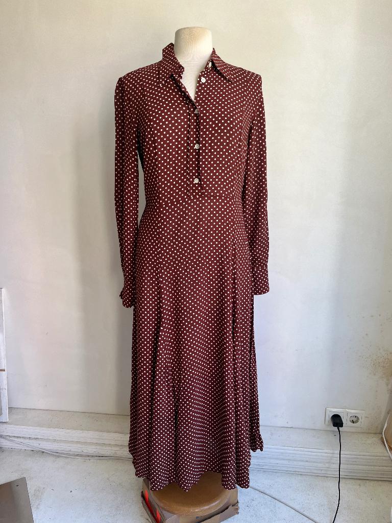 arket maxi jurk bruin maat 38 met stippen, Maat 38/40 (M), Bruin, Verzenden, Zo goed als nieuw