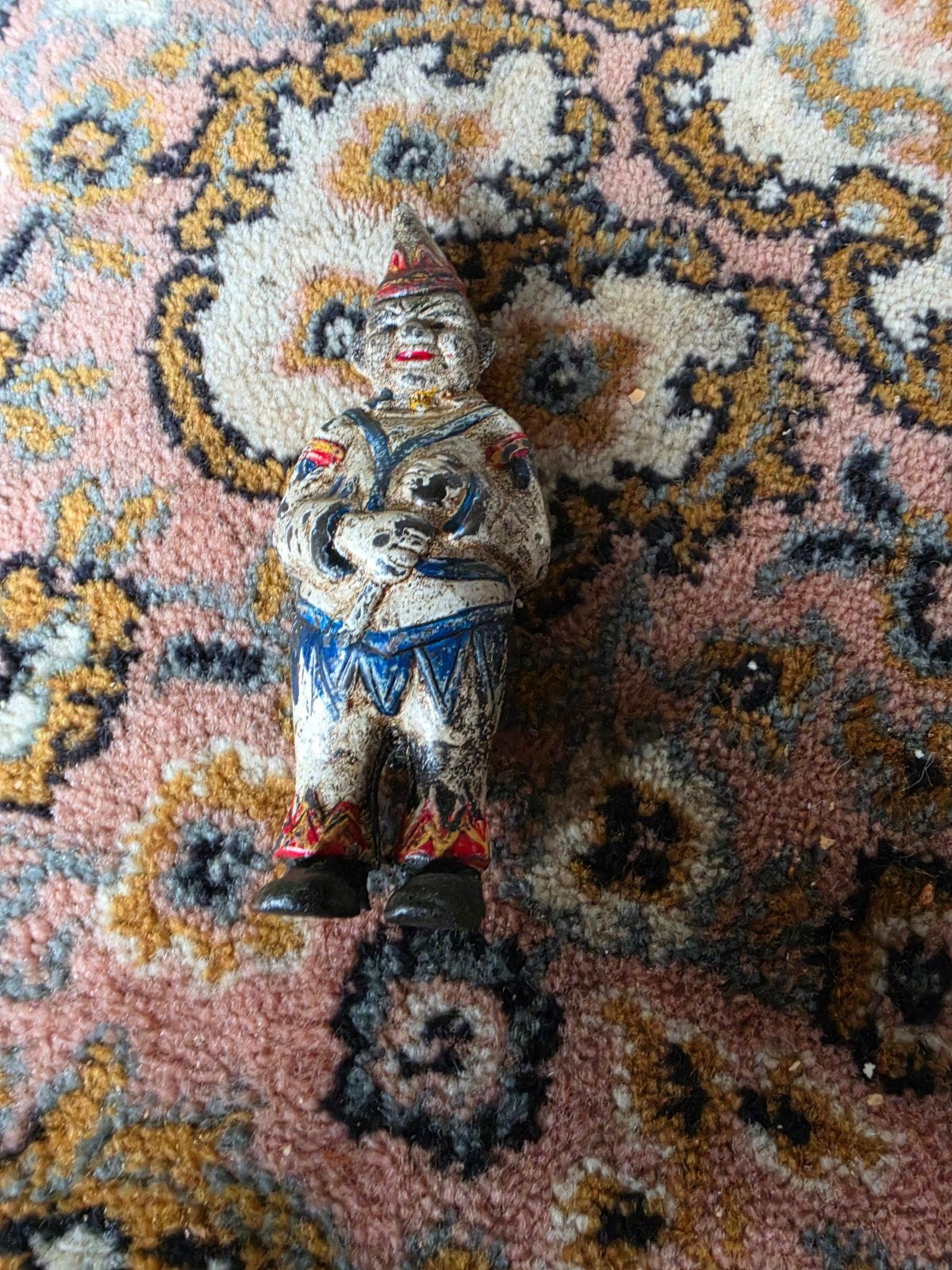 Antique Cast Iron Penny Coin Bank Circus Clown 1900s, Antiek en Kunst, Ophalen of Verzenden